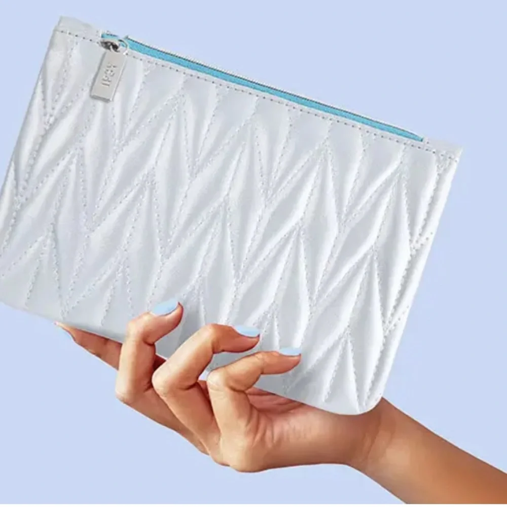 Ipsy Silver Quilted Glam Cosmetic Pouch Bag
